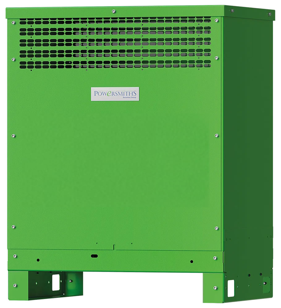Green Amerisolar electrical box with vented top, suitable for renewable energy systems.