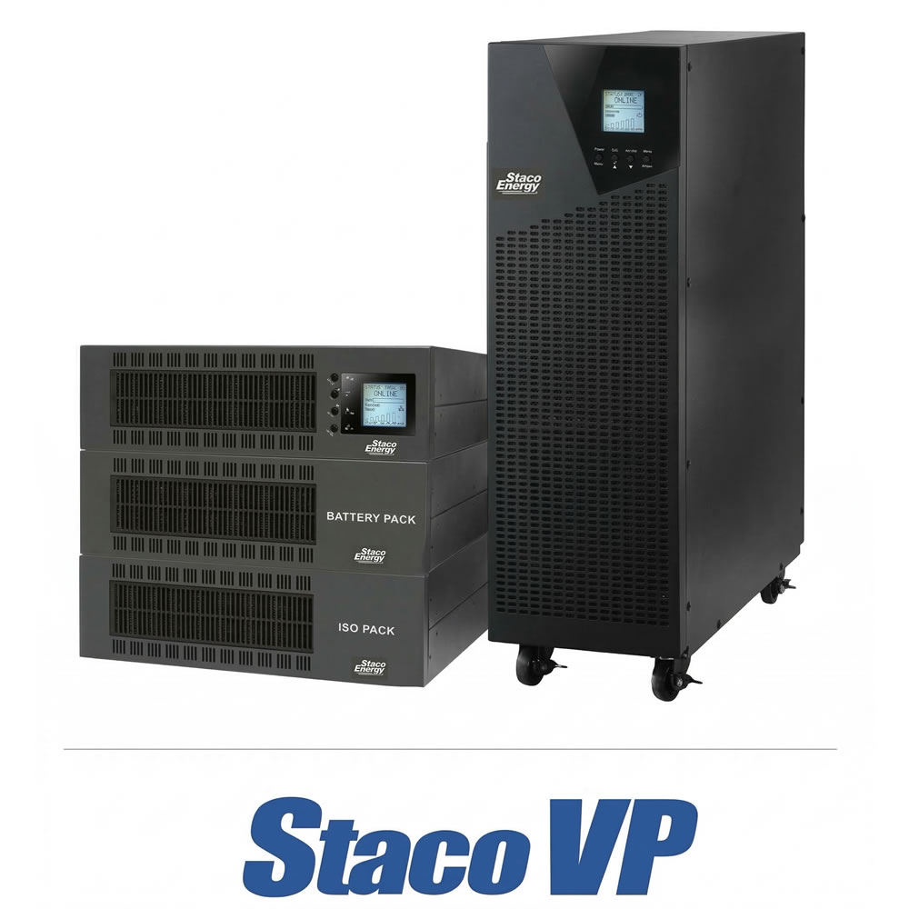 Staco VP uninterrupted power supply with battery and ISO pack for reliable energy solutions.