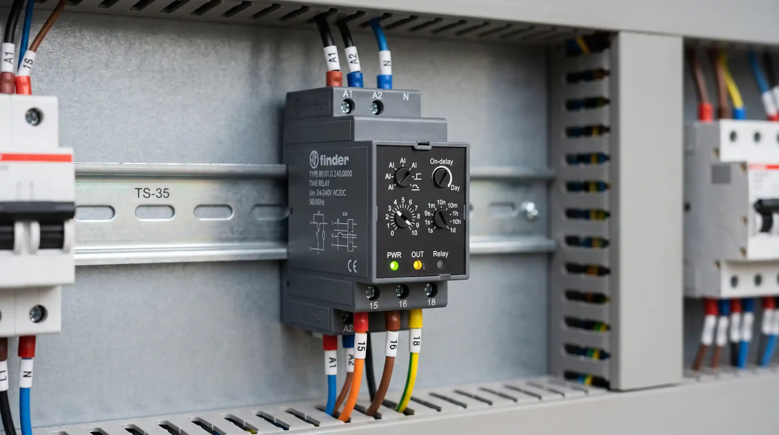 Core Components Inside an ATS Panel Time-Delay Relay (Timer)